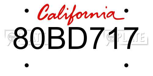 80BD717 California License Plate