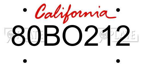 80BO212 California License Plate