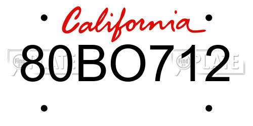 80BO712 California License Plate