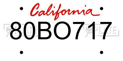 80BO717 California License Plate