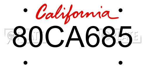 80CA685 California License Plate