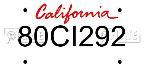 80CI292 California License Plate