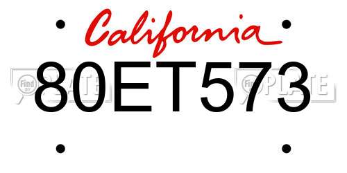 80ET573 California License Plate