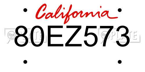 80EZ573 California License Plate
