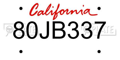 80JB337 California License Plate