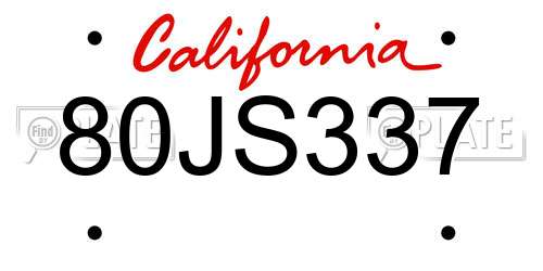 80JS337 California License Plate