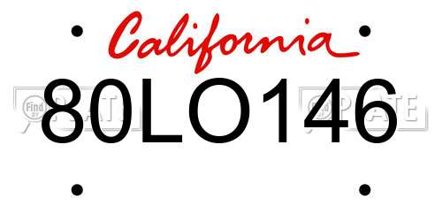 80LO146 California License Plate