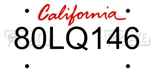 80LQ146 California License Plate