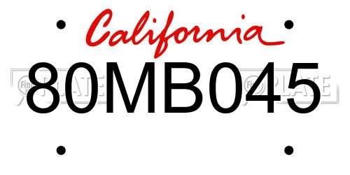 80MB045 California License Plate
