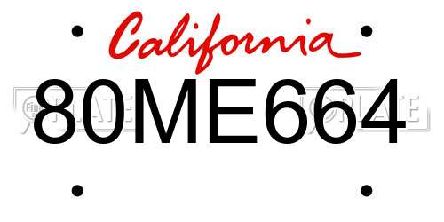 80ME664 California License Plate