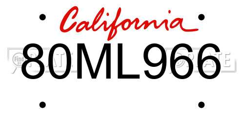 80ML966 California License Plate