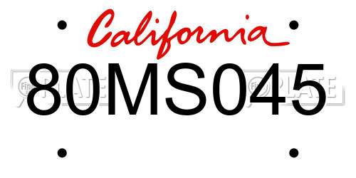 80MS045 California License Plate