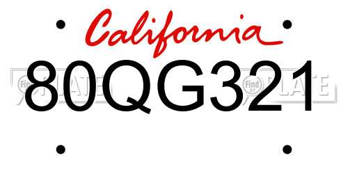 80QG321 California License Plate