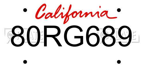 80RG689 California License Plate