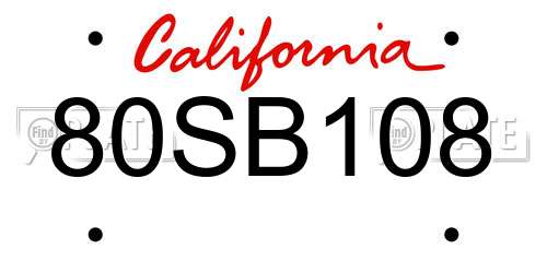 80SB108 California License Plate