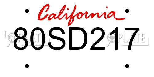 80SD217 California License Plate