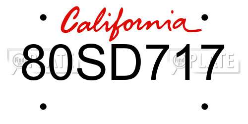 80SD717 California License Plate