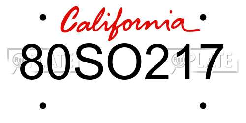 80SO217 California License Plate