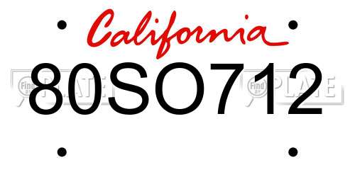80SO712 California License Plate
