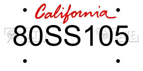 80SS105 California License Plate