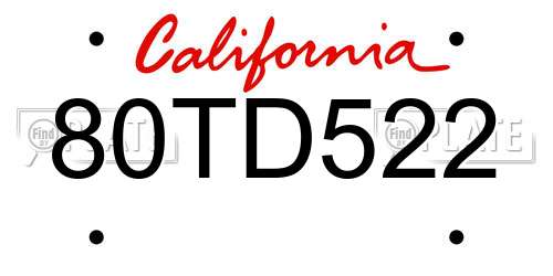 80TD522 California License Plate