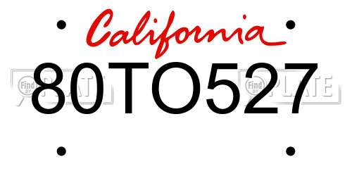 80TO527 California License Plate