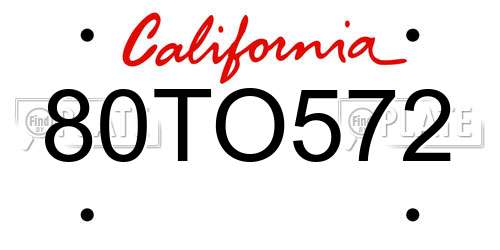 80TO572 California License Plate