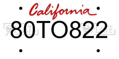 80TO822 California License Plate