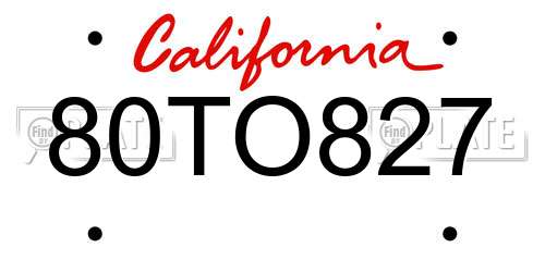80TO827 California License Plate