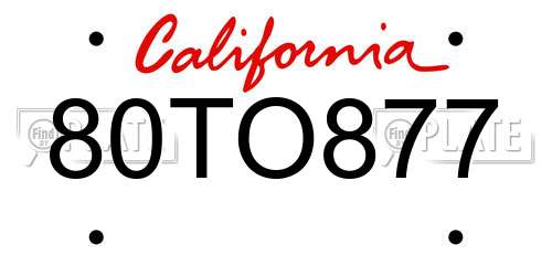 80TO877 California License Plate