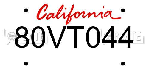 80VT044 California License Plate