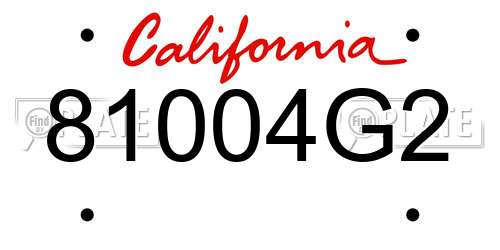 81004G2 California License Plate