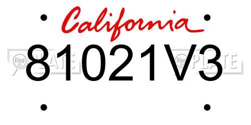 81021V3 California License Plate