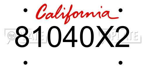81040X2 California License Plate