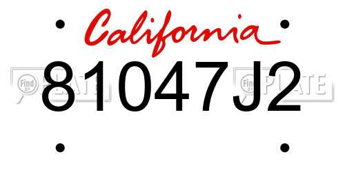 81047J2 California License Plate