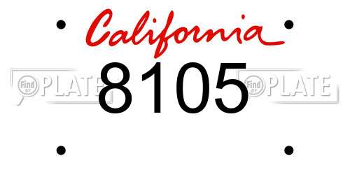 8105 California License Plate