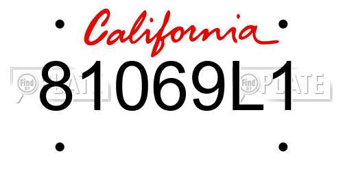81069L1 California License Plate