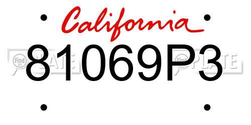 81069P3 California License Plate