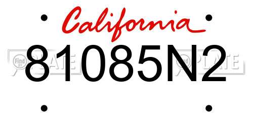 81085N2 California License Plate