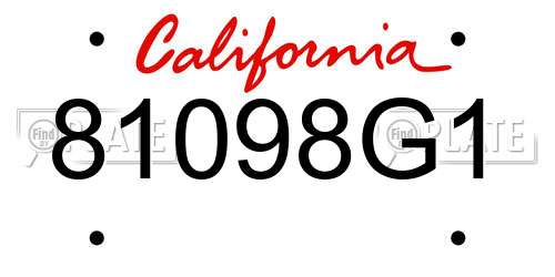81098G1 California License Plate