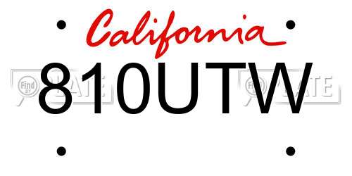 810UTW California License Plate