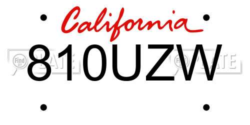 810UZW California License Plate