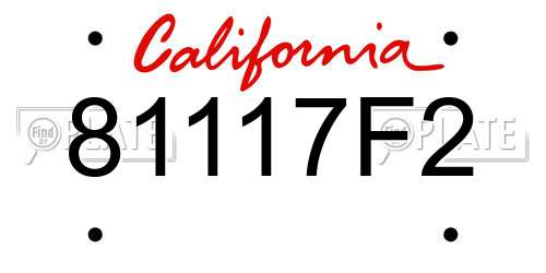 81117F2 California License Plate