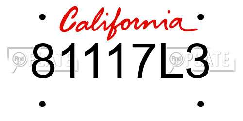 81117L3 California License Plate
