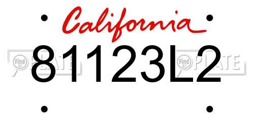 81123L2 California License Plate