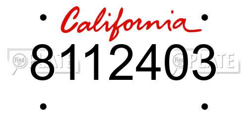 8112403 California License Plate