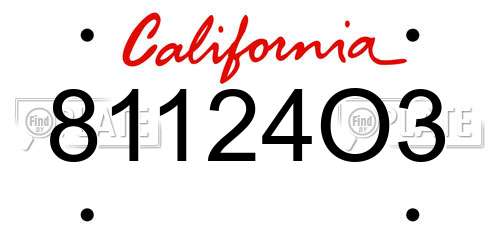 81124O3 California License Plate