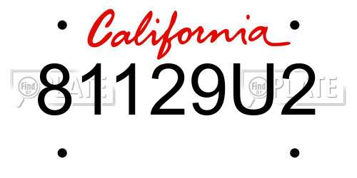 81129U2 California License Plate