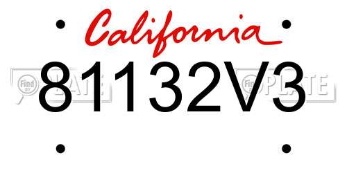 81132V3 California License Plate