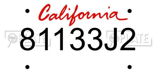 81133J2 California License Plate